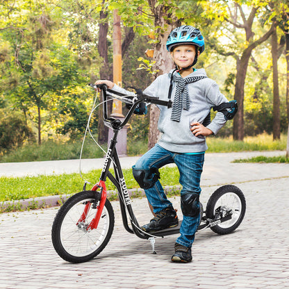 Youth Kick Scooter with Adjustable Handlebar and 16'' Inflatable Rubber Wheel for Kids and Teens 5+ Year Old, Black at Gallery Canada