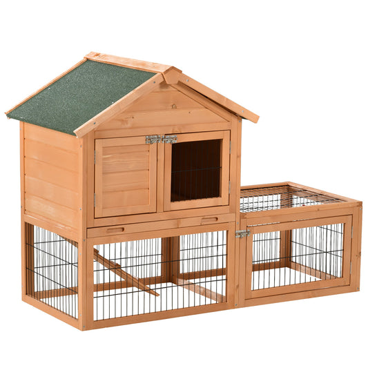 Wood Rabbit Hutch Bunny Small Animal House w/ Outdoor Run Portable Backyard Wooden with Outdoor Run at Gallery Canada