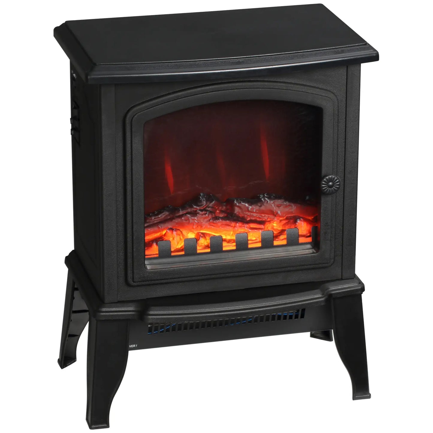 Electric Fireplace Heater, Freestanding, Realistic Flame, Overheat Protection, 750W/1500W, Black Electric Fireplaces at Gallery Canada