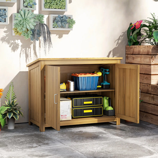 Wooden Garden Shed, Compact Outdoor Storage, 2 Shelves, 2 Doors, 43" x 20" x 34" Sheds Brown at Gallery Canada