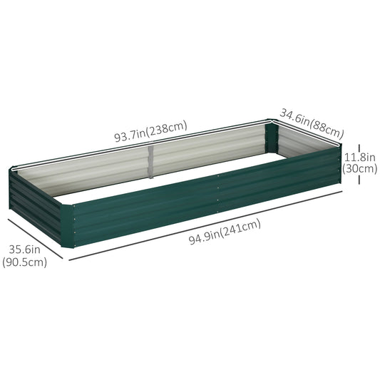 95" x 36" x 12" Galvanized Raised Garden Bed, Metal Elevated Planter Box for Growing Flowers, Herbs, Succulents, Green - Gallery Canada