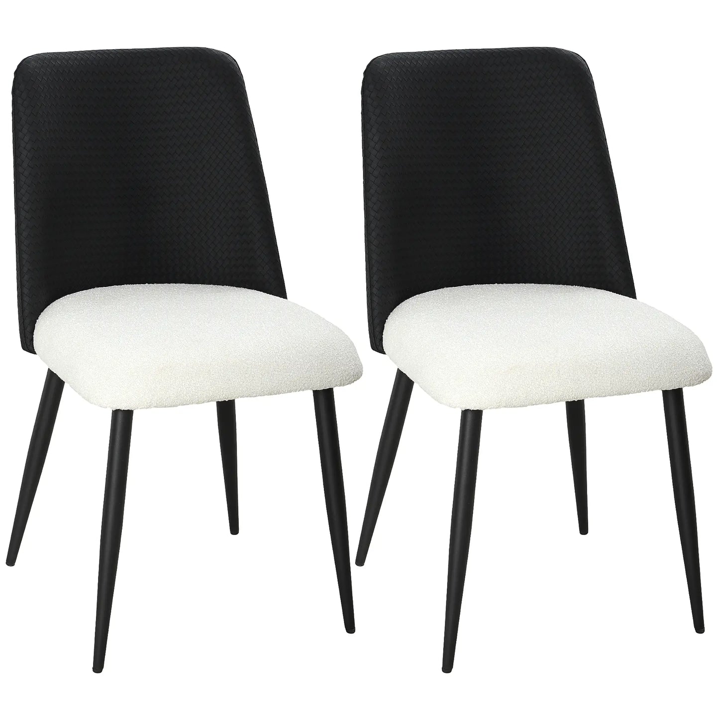 Upholstered Dining Chairs, Set Of 2, Steel Legs, Padded Seat, Black Dining Chairs at Gallery Canada