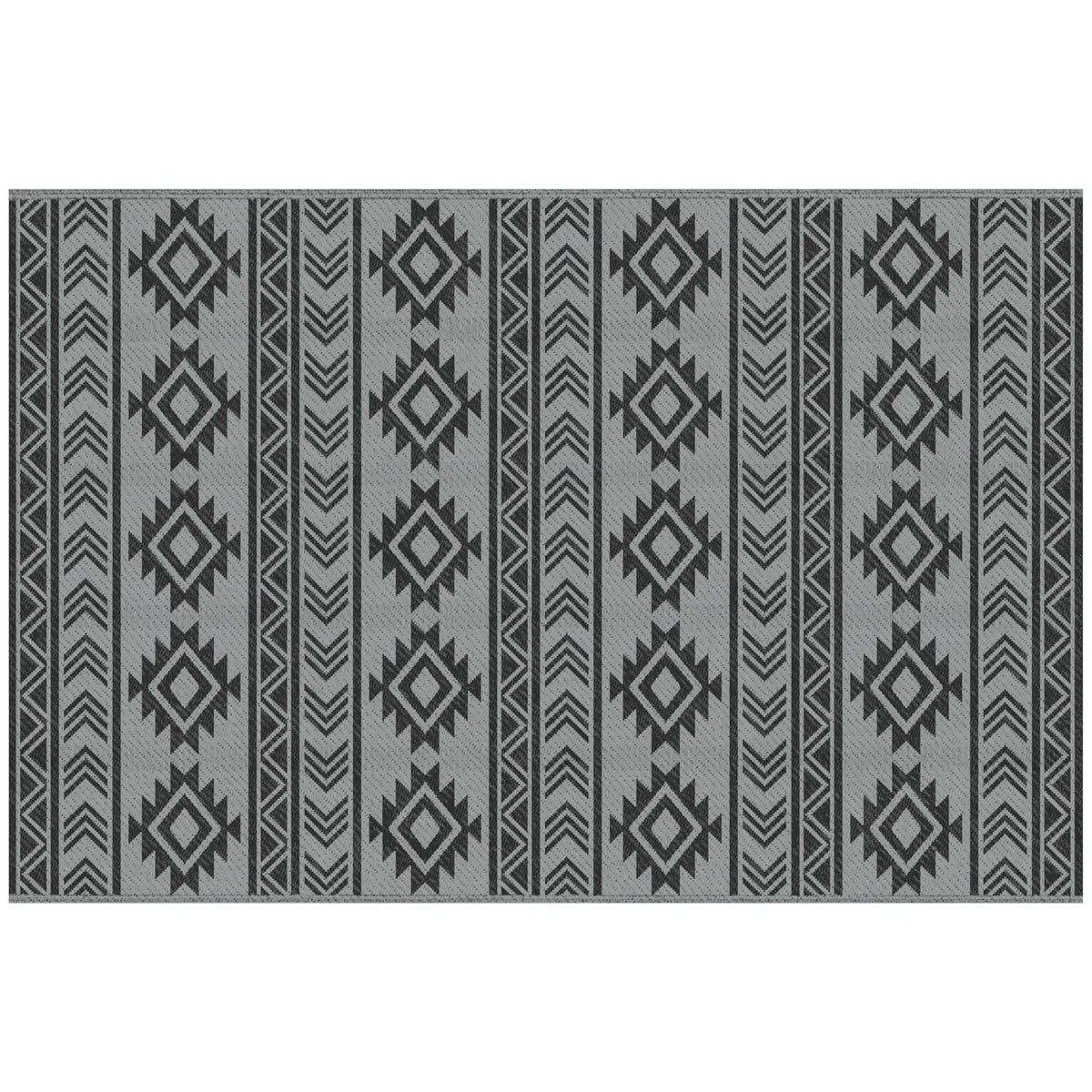 Reversible Outdoor RV Rug, Patio Mat, 6' x 9', Black & Grey Garden Decor at Gallery Canada