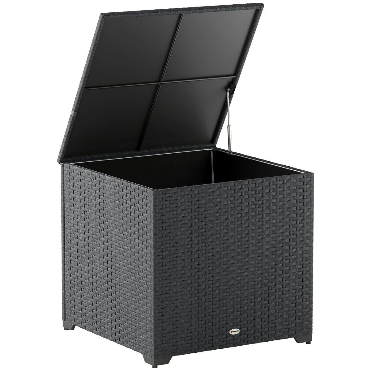 67 Gallon Rattan Deck Box, Waterproof Zippered Liner, Grey Patio Storage Boxes at Gallery Canada