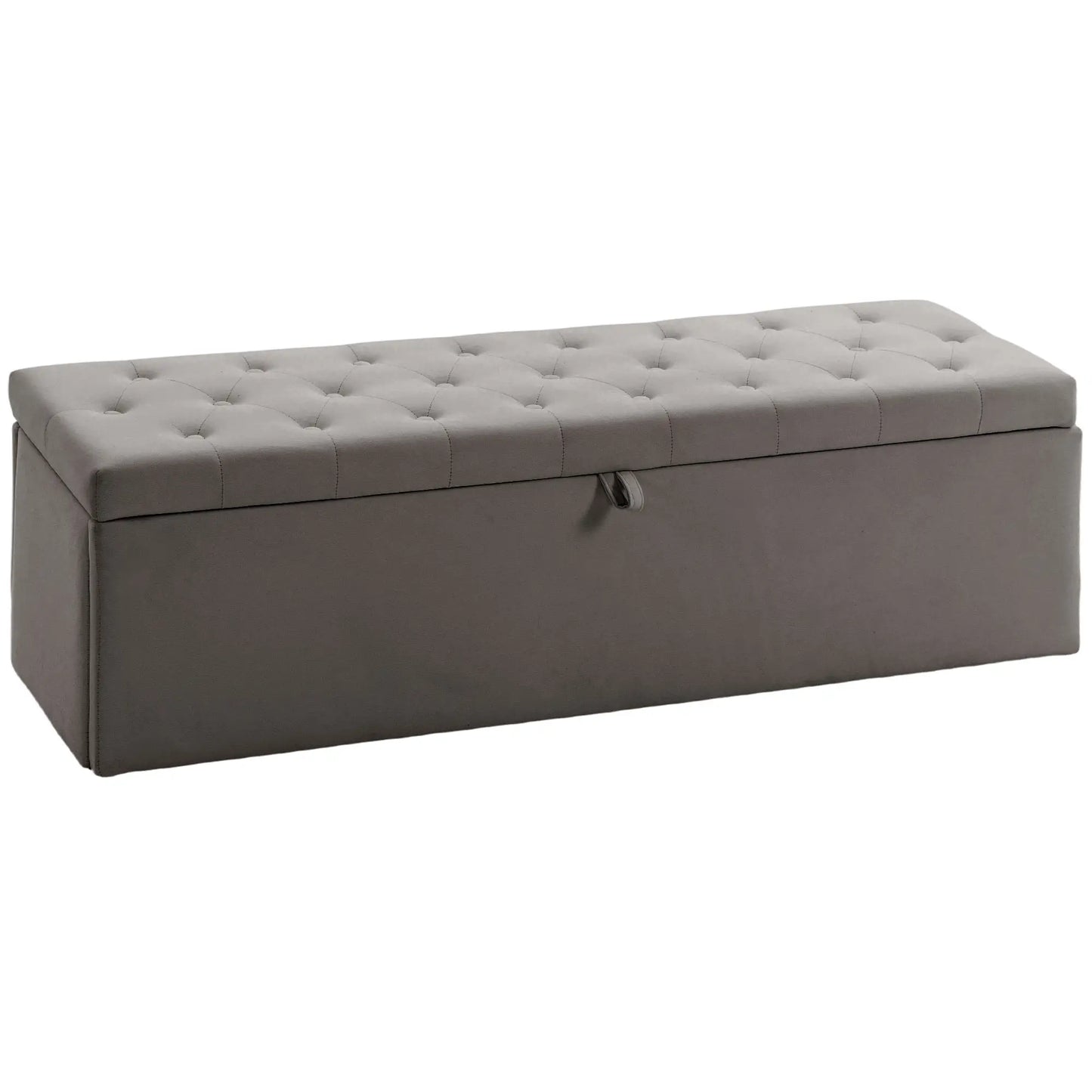 Storage Ottoman Bench, Button Tufted Velvet, Grey Storage Ottomans & Benches at Gallery Canada