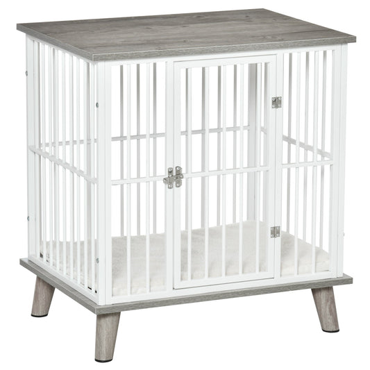 Dog Crate, Furniture Style Pet Cage Kennel, End Table, Decorative Dog House, with Soft Cushion, Wooden Top, Door, for Small Dogs, Indoor Use, Grey - Gallery Canada