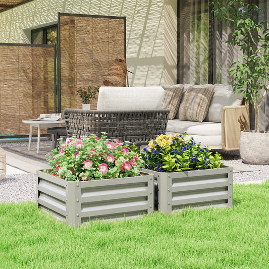 2' x 2' x 1' Raised Garden Bed, Galvanised Steel Frame, Light Grey Raised Garden Beds Light Grey at Gallery Canada