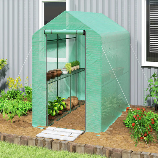 Walk-in Greenhouse, 73" x 47" x 75", Portable Plant House, Green
