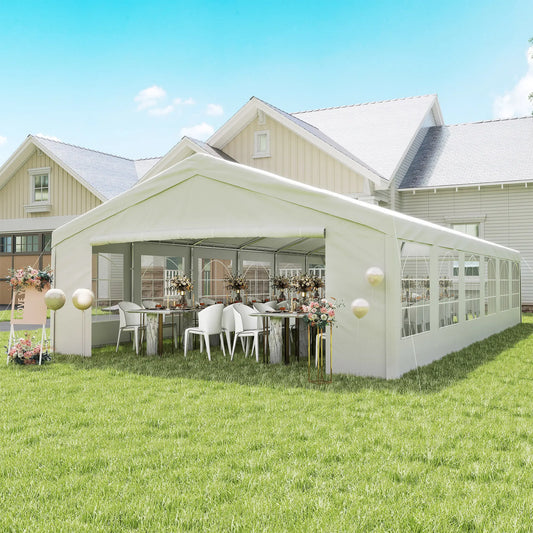 40'x20' Heavy Duty Party Tent, Removable Sidewalls, White Canopy Tents White at Gallery Canada