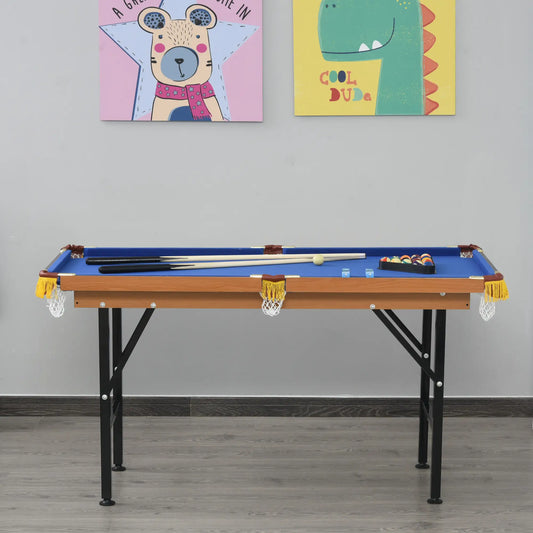 Table de billard miniature 54,3" L, portable, inclut queues, boules, craie, triangle, bleu