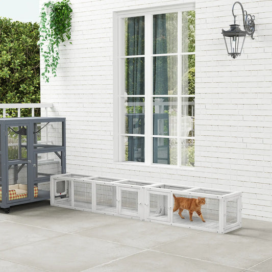 Cat Tunnel, Outdoor Enclosure, 98", 8 Doors, Combinable, White Outdoor Cat Enclosures White at Gallery Canada