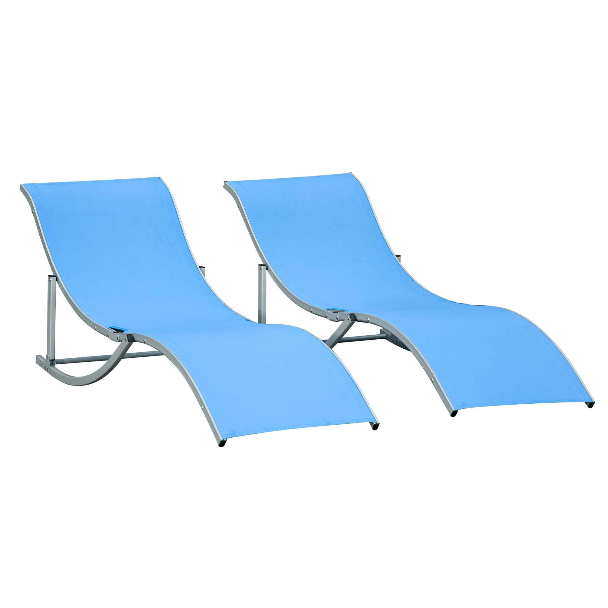 Pool Chaise Lounge Chairs Set of 2, S-shaped Foldable Outdoor Chaise Lounge Chair Reclining for Patio Beach Garden With 264lbs Weight Capacity, Blue at Gallery Canada