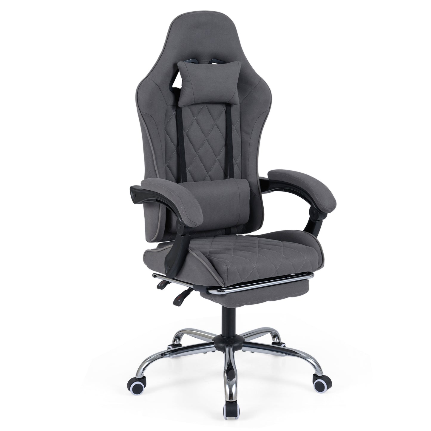 Gaming Chair Height Adjustable Computer Chair with Headrest and Lumbar Support, Gray Gaming Chairs Gray at Gallery Canada