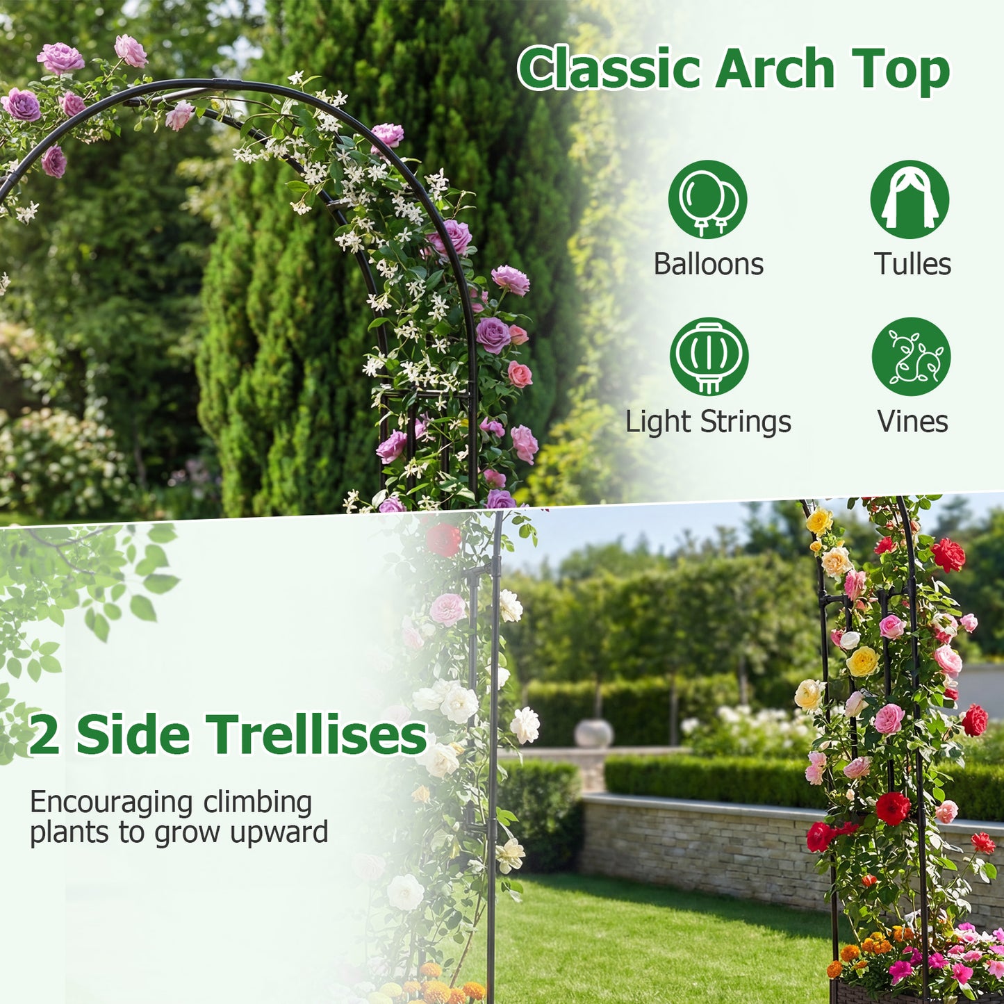 Garden Arch Trellis With 2 Self-Watering Planter Boxes, Black Plant Supports at Gallery Canada