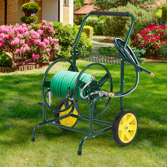 Garden Hose Reel Cart, 2 Wheels, Storage Basket, Green Watering & Irrigation Green at Gallery Canada
