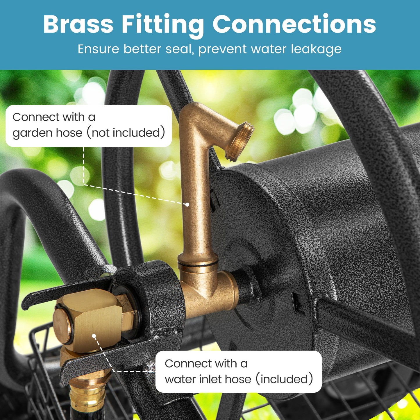 Garden Hose Reel Cart 300 Feet Large Capacity with 4 Wheels and Storage Basket, Gray Watering & Irrigation at Gallery Canada