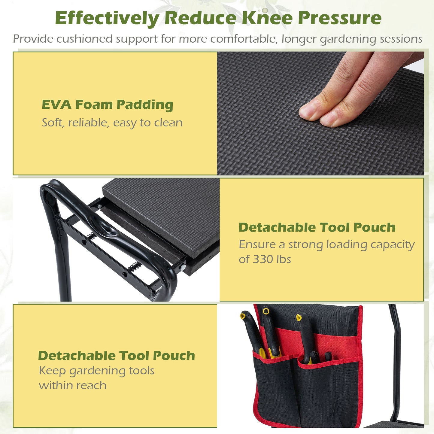 Folding Garden Kneeler Seat, Black Garden Tools at Gallery Canada