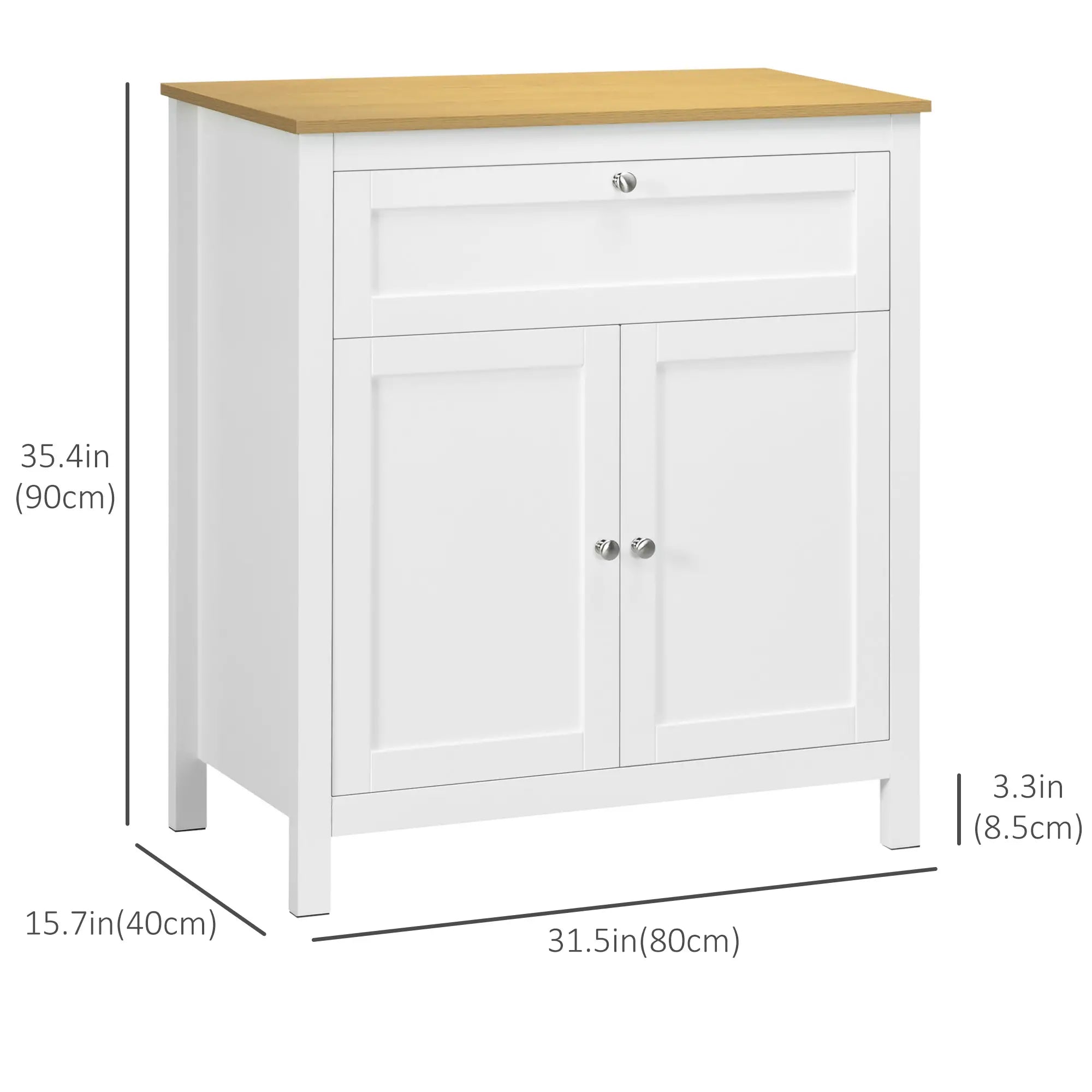 White Sideboard Cabinet, Buffet Table with Drawer, Double Door Cupboard, Adjustable Shelf, White Bar Cabinets at Gallery Canada