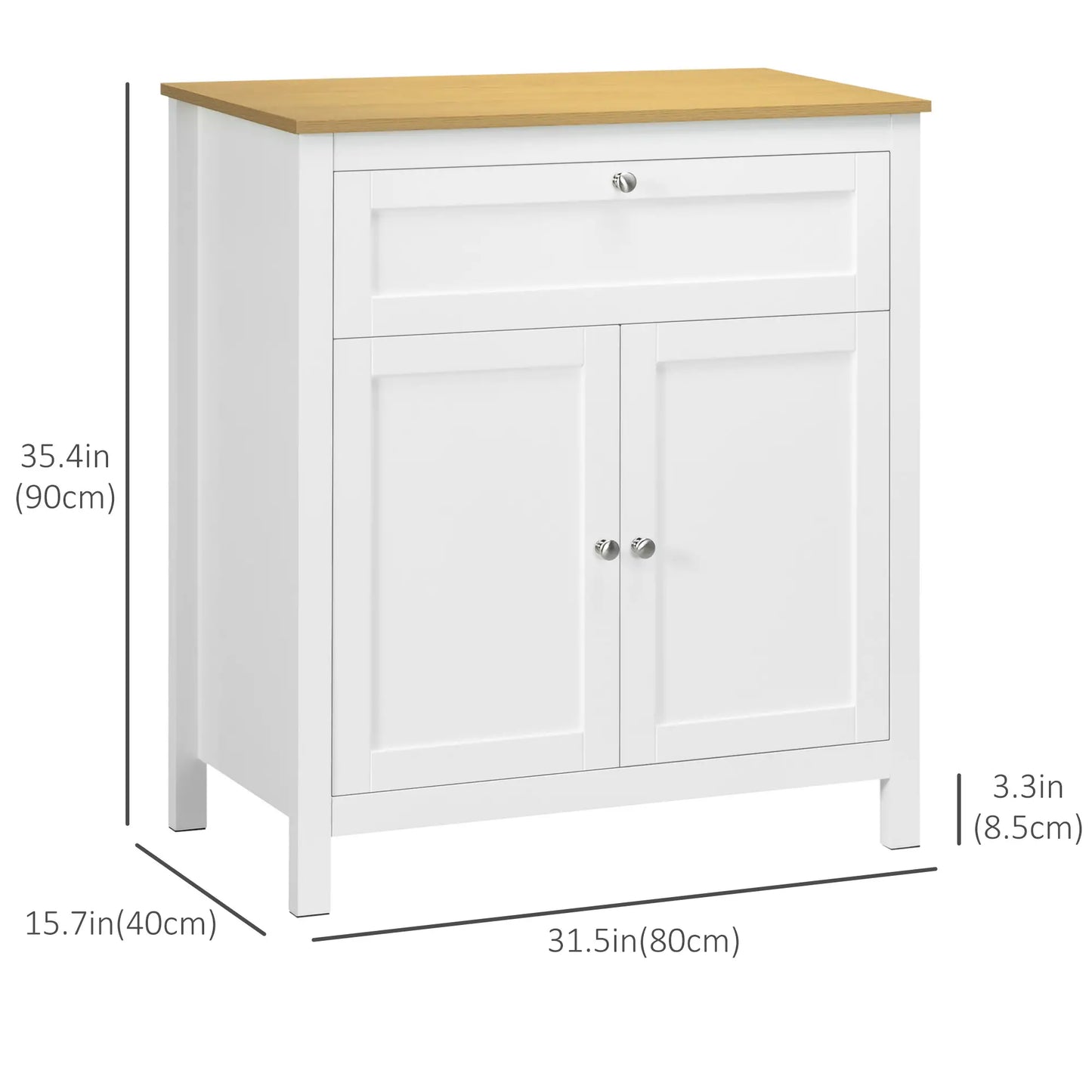 White Sideboard Cabinet, Buffet Table with Drawer, Double Door Cupboard, Adjustable Shelf, White Bar Cabinets at Gallery Canada