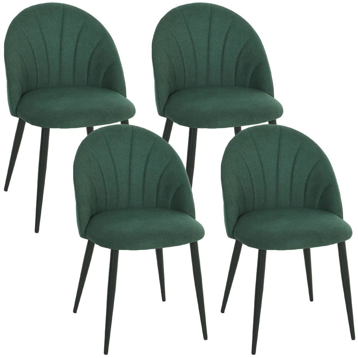 Modern Dining Chairs Set of 4, Upholstered with Metal Legs, Green Dining Chairs at Gallery Canada
