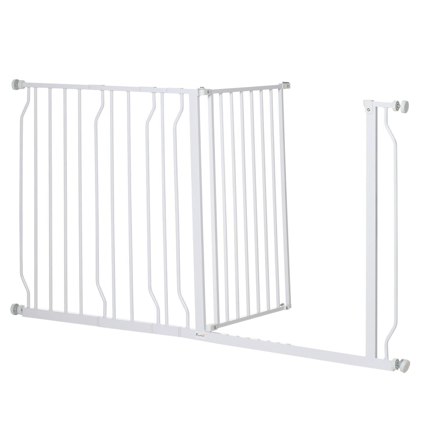 30"- 57" Extra Wide Dog Gate with Door, Double Locking System, Easy Install Pet Gate for Stairs, Hallways, and Doorways, White at Gallery Canada