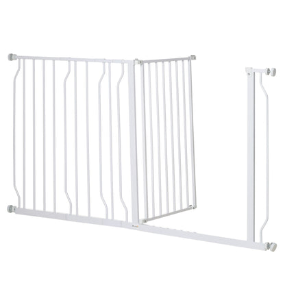 30"- 57" Extra Wide Dog Gate with Door, Double Locking System, Easy Install Pet Gate for Stairs, Hallways, and Doorways, White at Gallery Canada