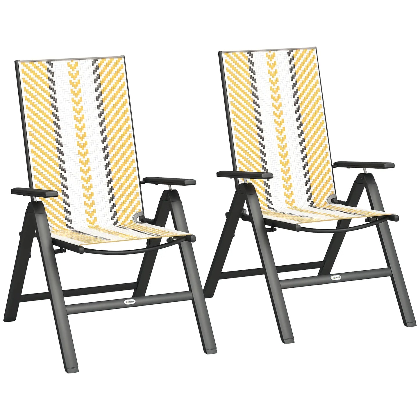 Wicker Chairs Set of 2, 5-Position Adjustable Backrest, Orange Patio Chairs at Gallery Canada