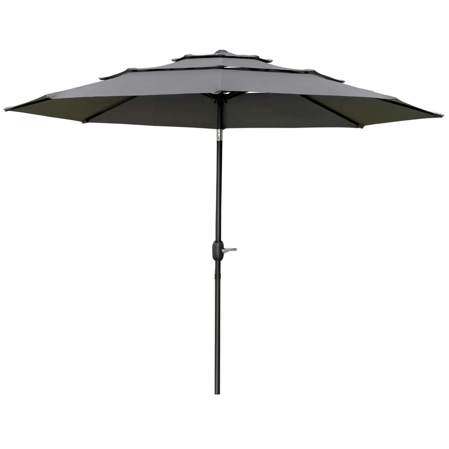 9FT 3 Tiers Patio Umbrella, Crank Push Button Tilt, Light Grey Sun Umbrellas at Gallery Canada