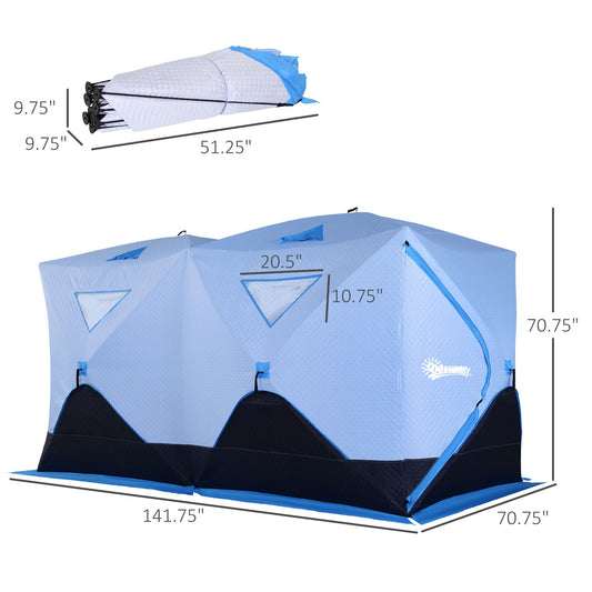 8-Person Pop-up Ice Fishing Tent, Insulated Ice Fishing Shelter with Ventilation Windows, Double Doors and Carry Bag, for Low-Temp -22℉ - Gallery Canada