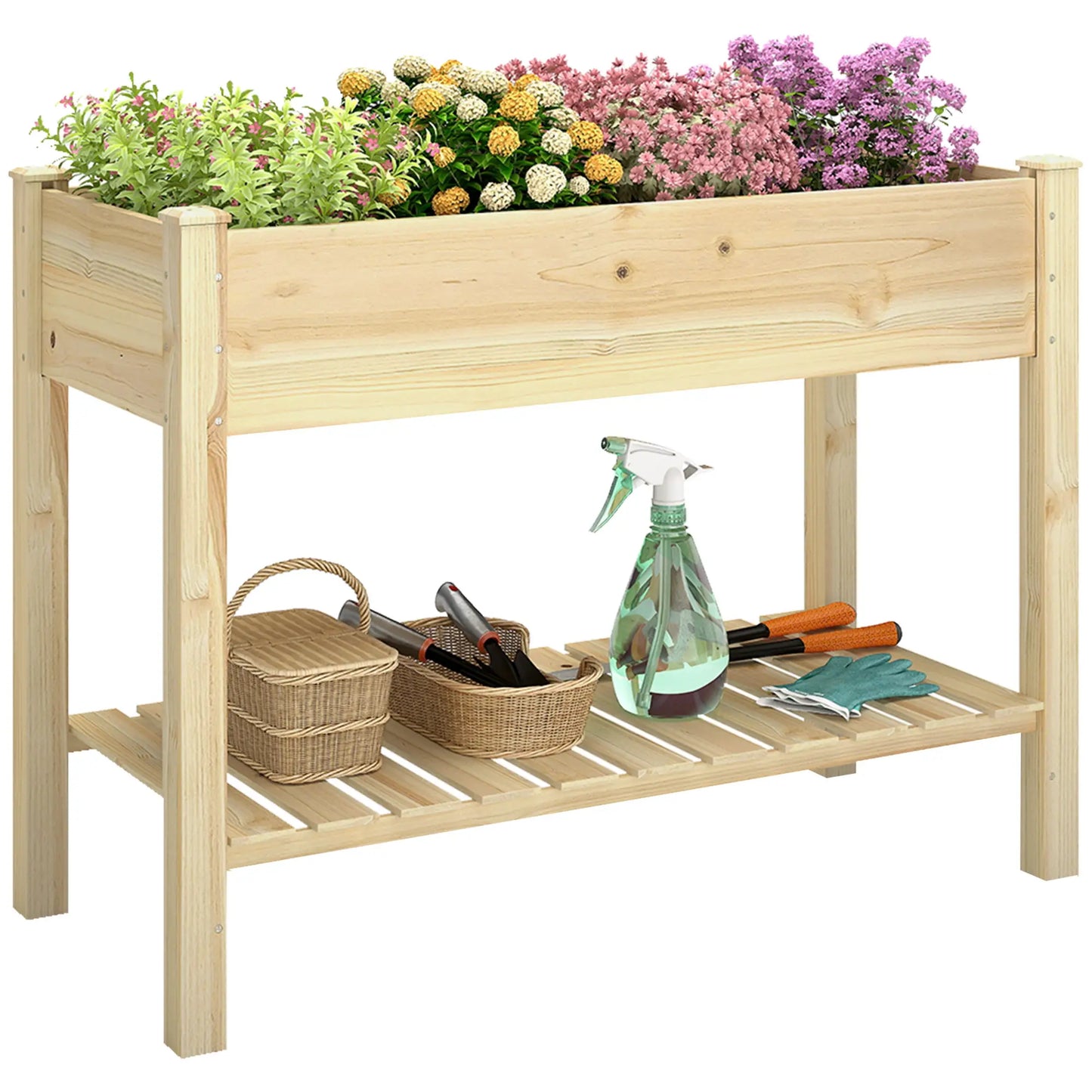 Elevated Planter Box With Legs, Storage Shelf, Raised Garden Bed, Natural Elevated Garden Beds at Gallery Canada