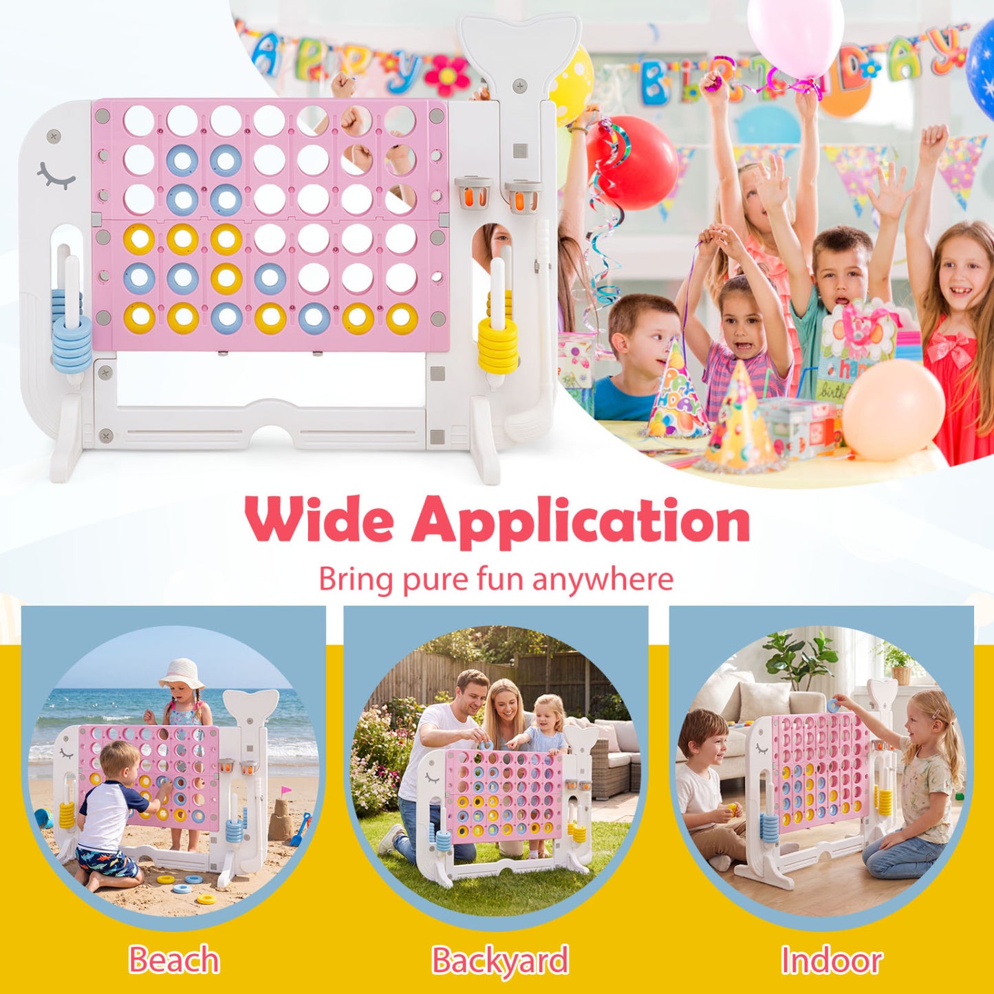 Giant 4-To-Score Game Set, Jumbo Connect Four With Ring-Toss, Pink Lawn Games at Gallery Canada