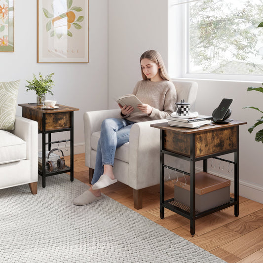 End Table With Charging Station USB Ports, Flip Top Coffee End & Side Tables Coffee at Gallery Canada