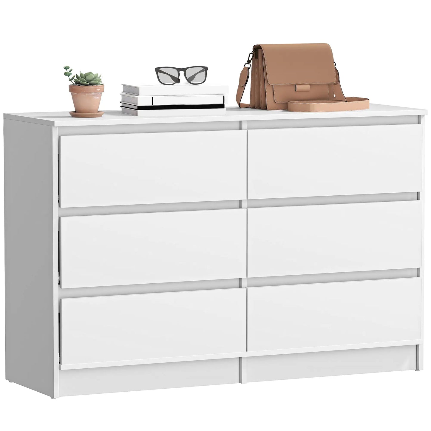 Wide 6 Drawer Dresser, Modern Clothes Storage Organizer, White Storage Cabinets at Gallery Canada