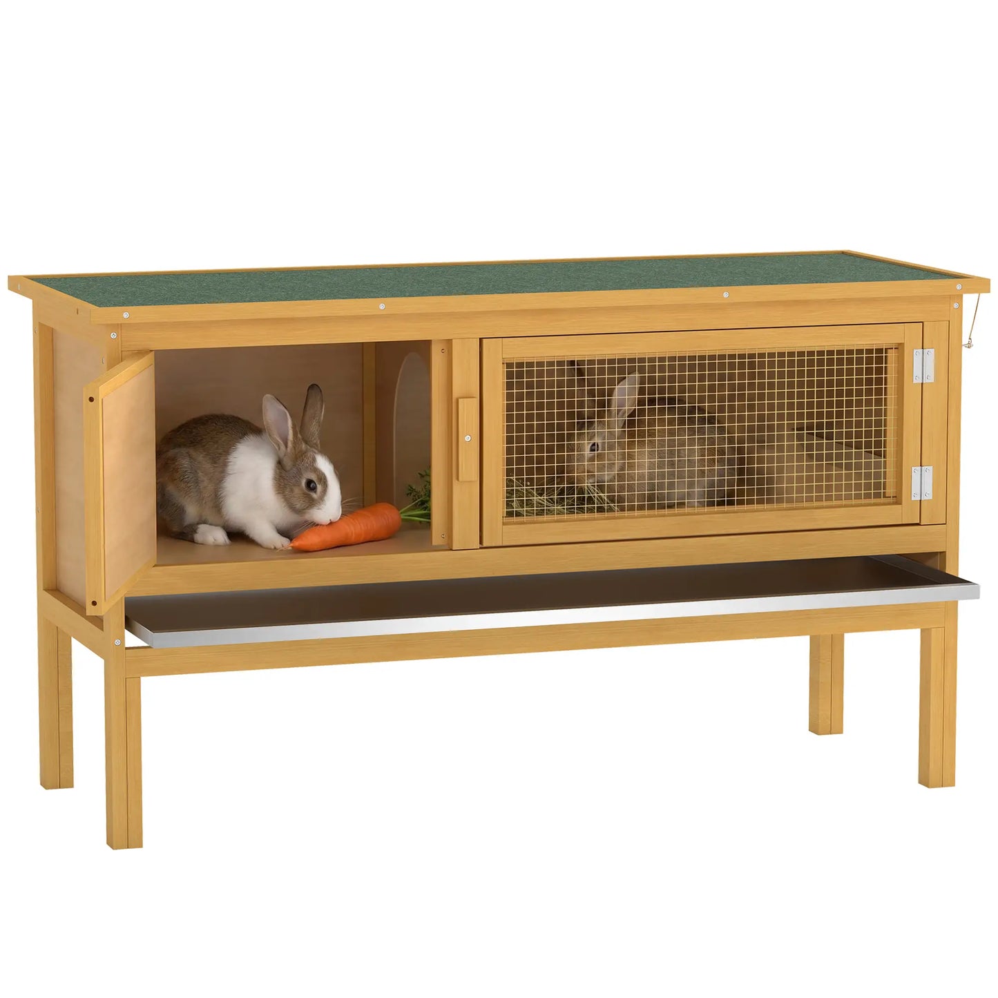 Wooden Rabbit Hutch, Indoor Outdoor Bunny Cage, Slide-Out Tray, Openable Roof Rabbit Hutch at Gallery Canada