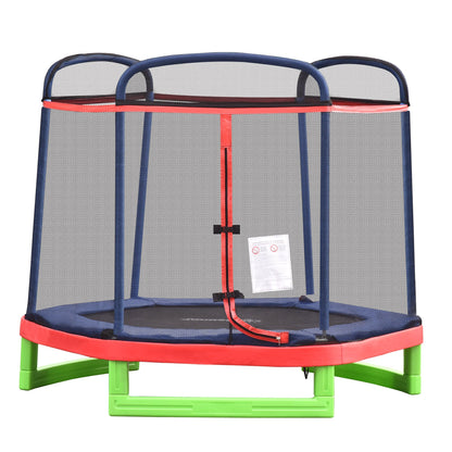 84.75" Kids Trampoline 7 FT Indoor Outdoor Trampolines with Safety Net Enclosure Built-in Zipper Padded Covering, for Boys and Girls, Red at Gallery Canada