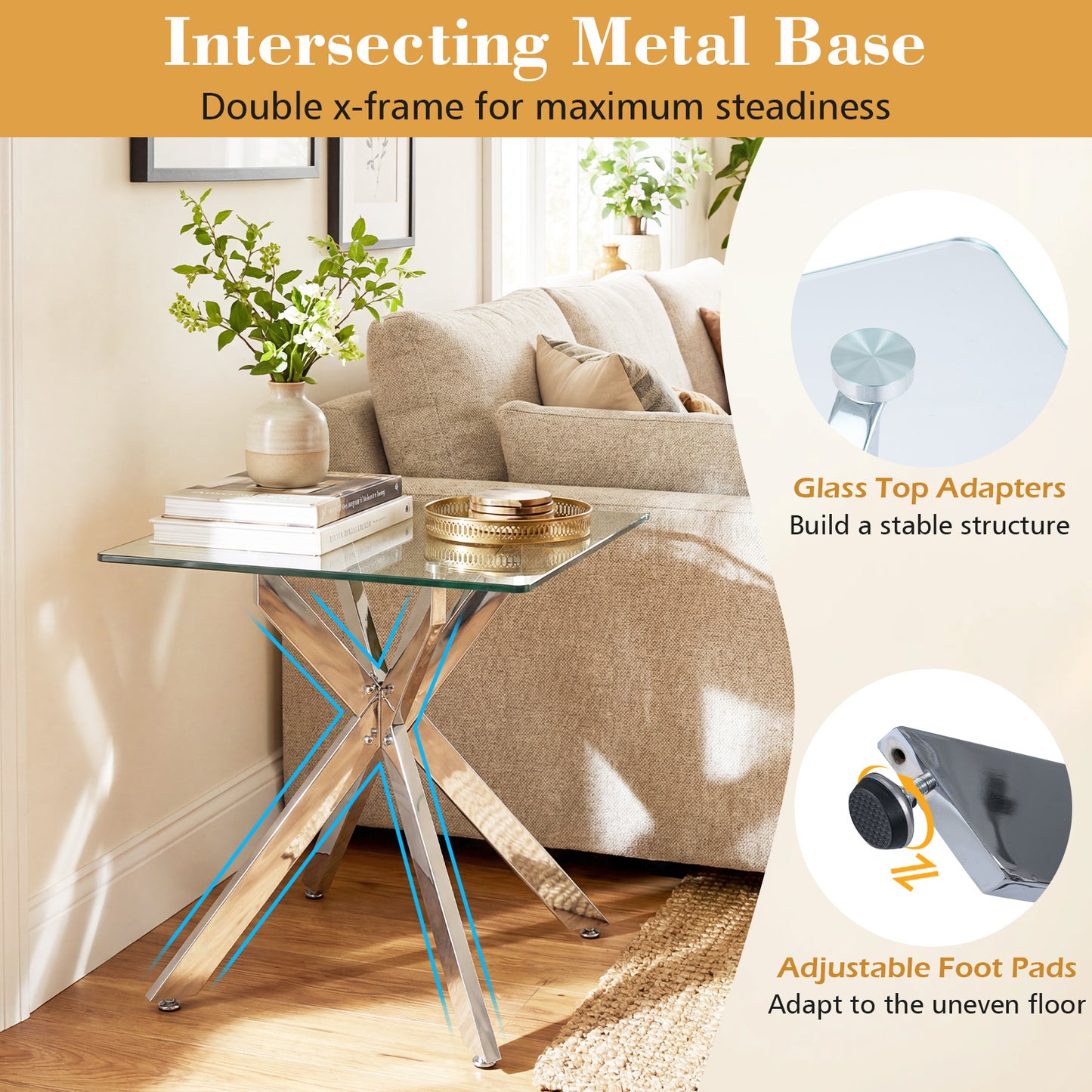 Glass Side Table Square End Table End & Side Tables at Gallery Canada
