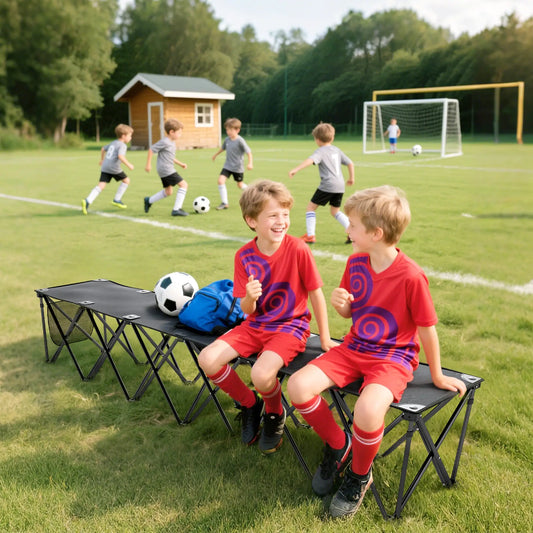 6-Seater Folding Camping Chair, Team Bench with Carry Bag Picnic Tables & Camping Chairs Black at Gallery Canada