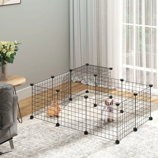 Small Animal Cage, Rabbit Guinea Pig Playpen, 31 Panels, 41.3" x 41.3" x 27.6" Houses & Habitats Black at Gallery Canada