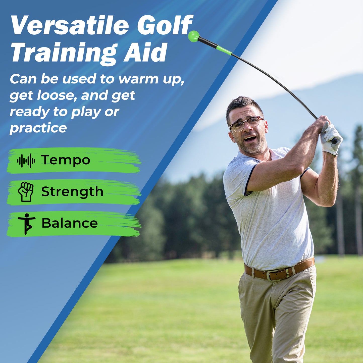 Golf Swing Trainer Aid 47inch/40inch/31.5inch Warm-up Practice Stick with Weighted Head for Grip, Green Golf at Gallery Canada