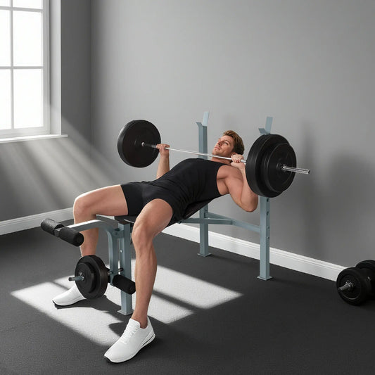 Adjustable Incline Decline Weight Bench, Leg Extension, Barbell Rack Weight Benches Black at Gallery Canada