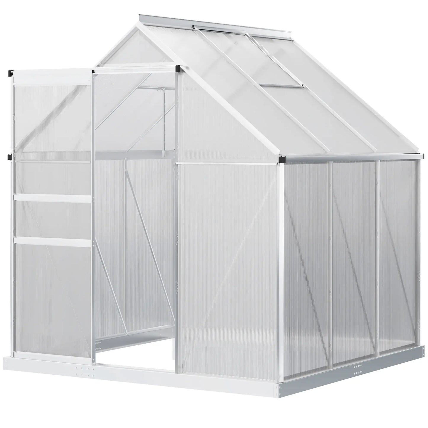 6' x 6' x 6.5' Polycarbonate Greenhouse, Walk-In, Adjustable Roof Vent, Galvanized Base, Sliding Door, Clear Walk In Greenhouses at Gallery Canada