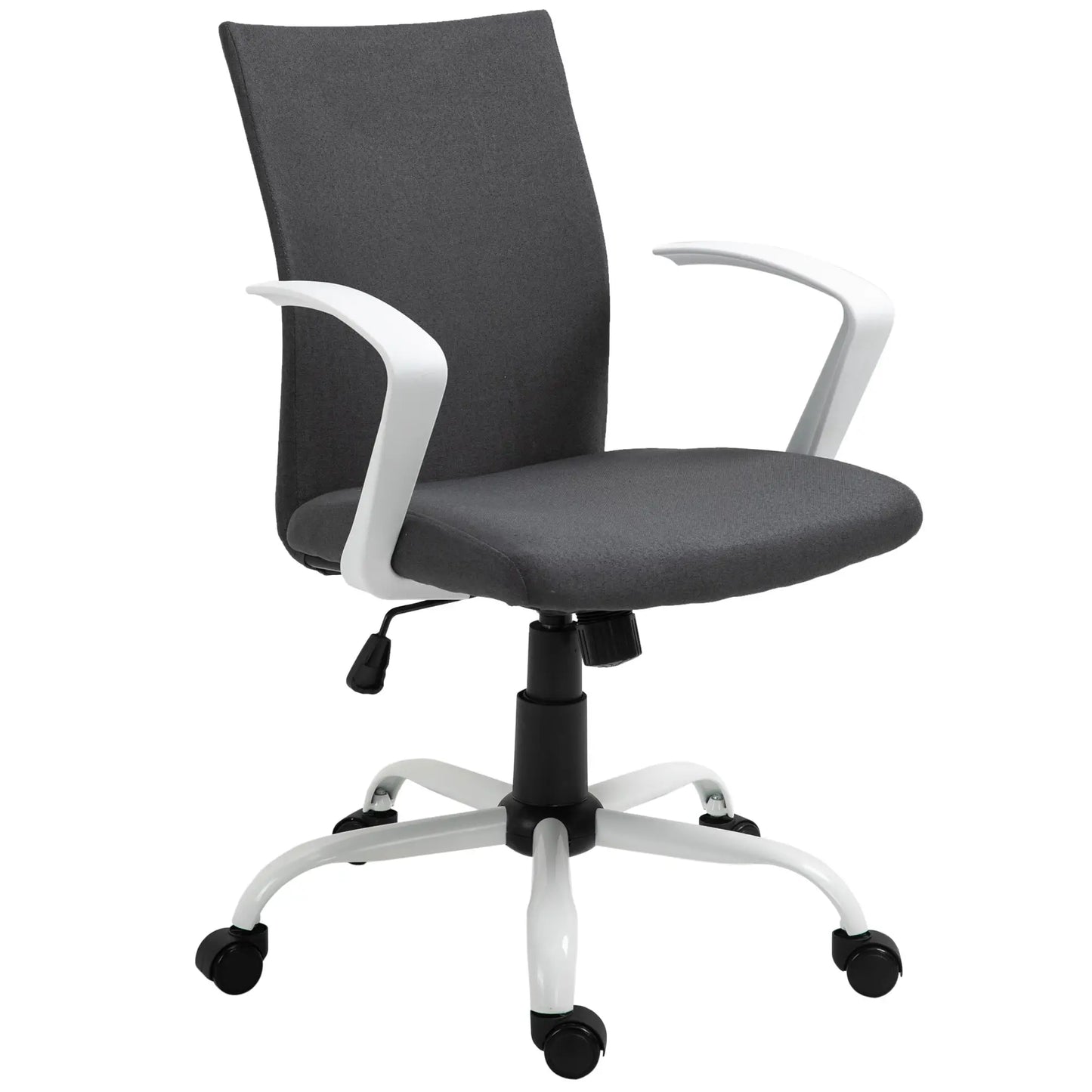 Linen Mid Back Office Chair With Tilt Function, Swivel Computer Chair, Charcoal Grey Task Chairs at Gallery Canada