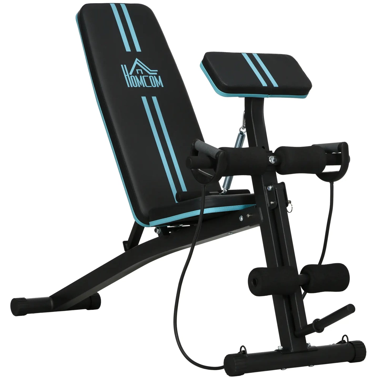 Foldable Adjustable Press Bench, Weight Training Gym Chair, Black & Blue