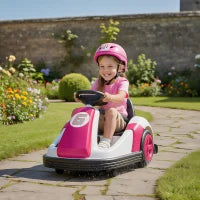6V Kids Bumper Car, Electric Ride On with Slow Start, 360 Spin, Music, Pink Electric Toy Cars Pink at Gallery Canada