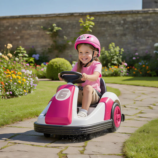 6V Kids Bumper Car, Electric Ride On with Slow Start, 360 Spin, Music, Pink Electric Toy Cars Pink at Gallery Canada