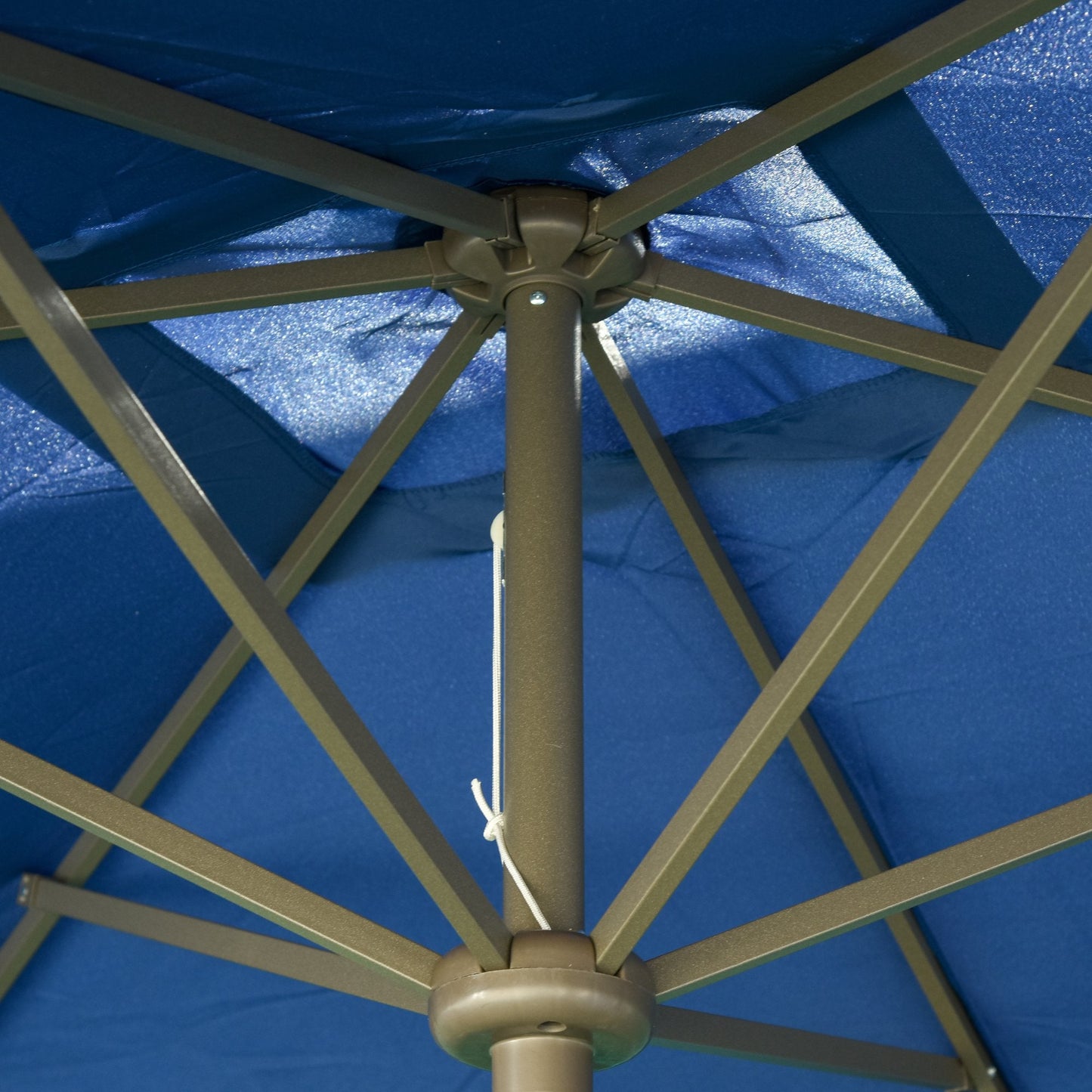 6.5x10ft Patio Umbrella Rectangle Solar Powered Tilt Aluminum Outdoor Market Parasol with LEDs Crank (Dark Blue) at Gallery Canada