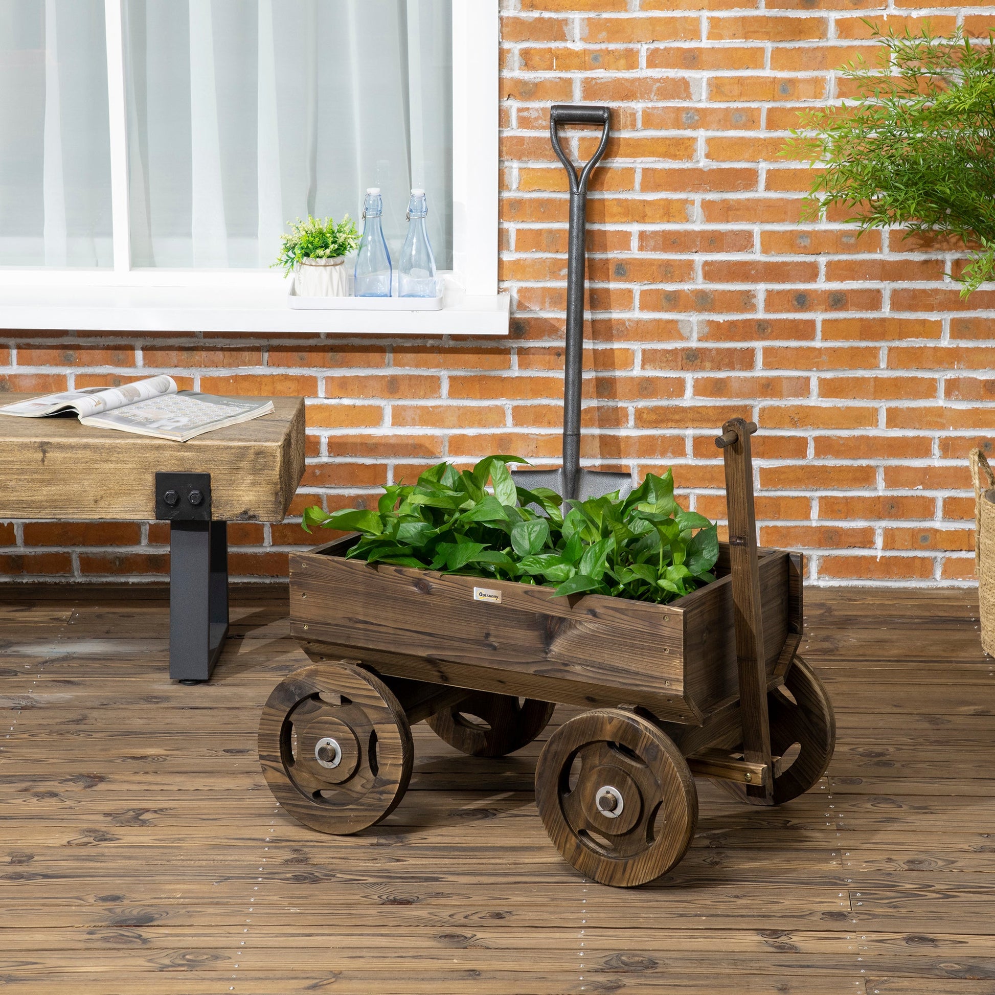 Wooden Raised Garden Bed, Flower Cart w/ Wheels, Planters for Outdoor Plants, Backyard, Patio, Deck, Garden Decor at Gallery Canada