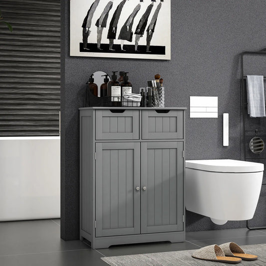 Bathroom Storage Cabinet, 2 Drawers, Adjustable Shelf, Grey Bathroom Cabinets Grey at Gallery Canada