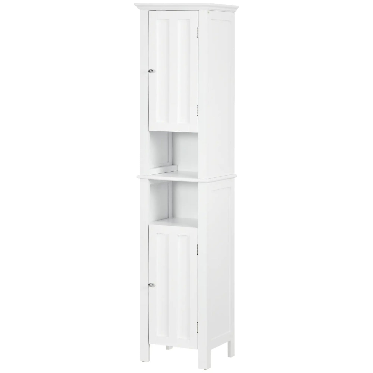 Freestanding Bathroom Cabinet, Open Shelves, 13.8" x 11.8" x 62.4", White Bathroom Cabinets at Gallery Canada