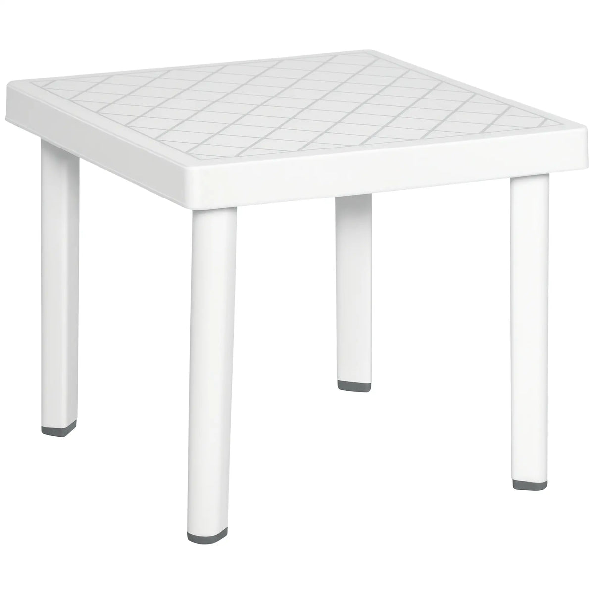 Table d'appoint de jardin extérieure carrée en plastique blanc, table basse, blanc
